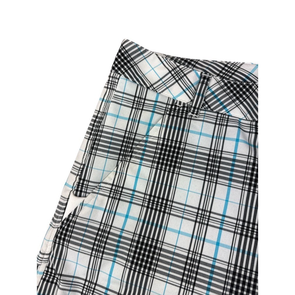 Fila Sport Golf Shorts Men's 38 White Turquoise Black Plaid Tech Stretch Pockets - Picture 2 of 9